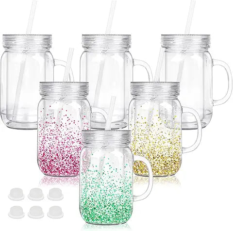 20 Oz Acrylic Snow Globe Tumbler Mason Jar